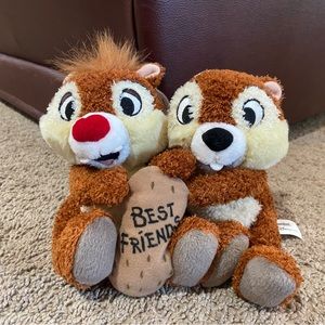 Vintage Disney Parks Chip and Dale Plush Stuffed Toy Best Friends Chipmunks Tag